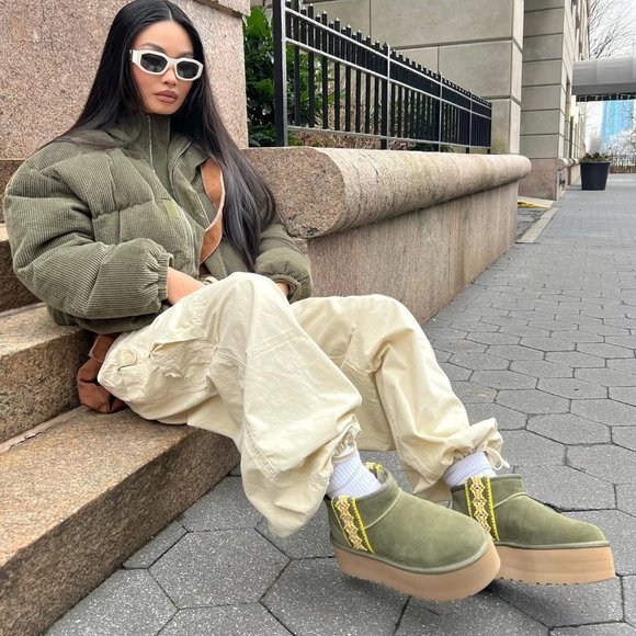 UGG Classic Ultra Mini Braid "Burnt Olive" Platform Boots - Picture 5 of 15